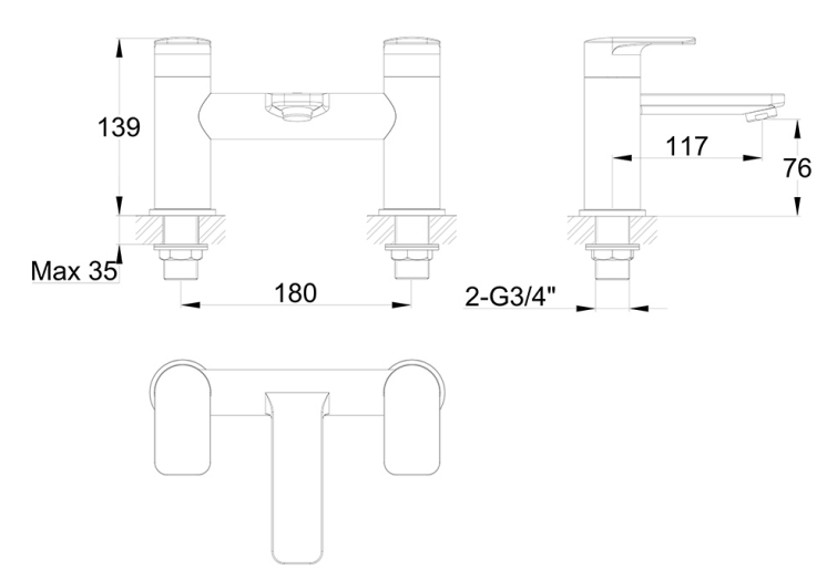 IMEX Suburb Dual Lever Bath Filler