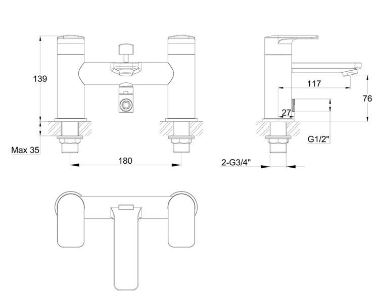IMEX Suburb Bath Shower Mixer with Kit