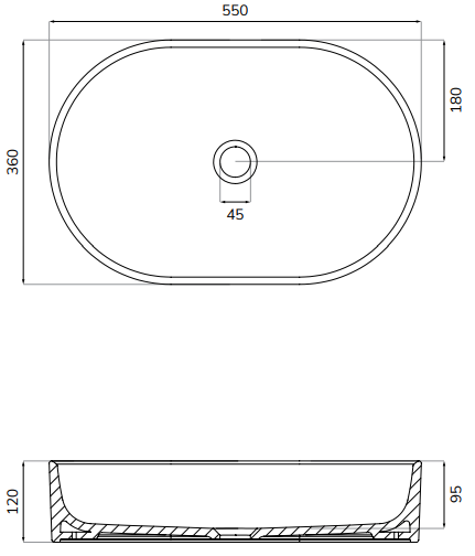 Sonas LIVING Oval Countertop Wash Basin & Waste