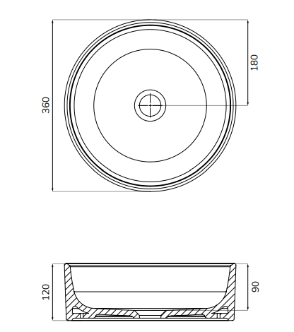 Sonas LIVING Round Countertop Wash Basin & Waste
