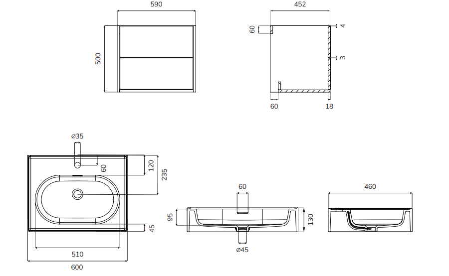 Sonas PULSE Wall Hung Two Drawer Vanity Unit & Basin