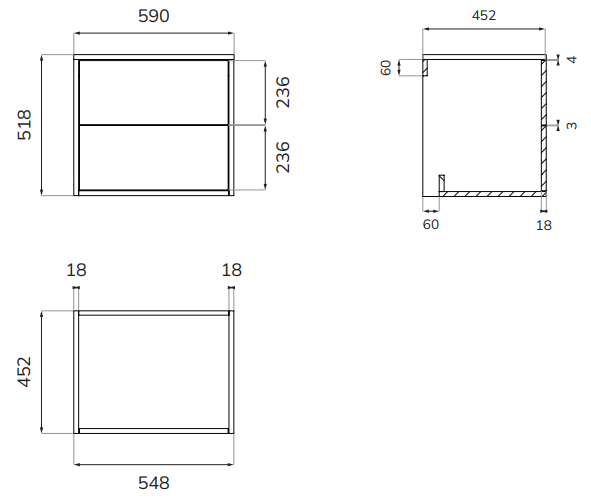 Sonas PULSE Wall Hung Two Drawer Countertop Vanity Unit
