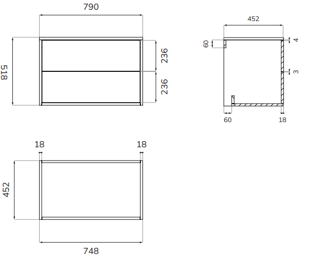 Sonas PULSE Wall Hung Two Drawer Countertop Vanity Unit