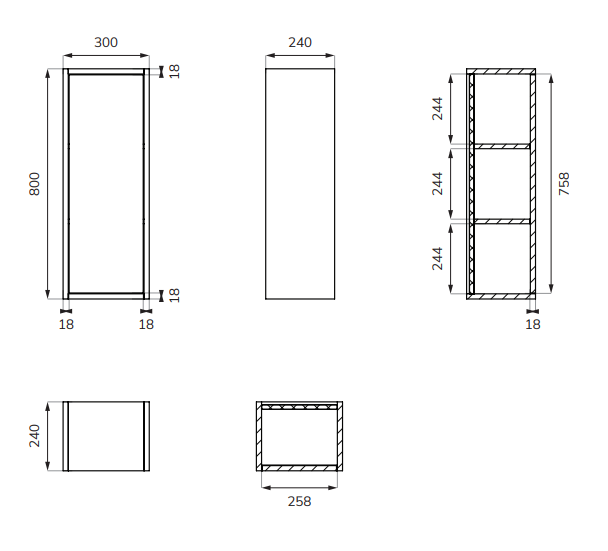 Sonas LIVING Wall Hung Storage Column – All Premium Finishes