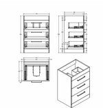 IMEX Croma 600mm Floor Standing Three-Drawer Cabinet & Basin
