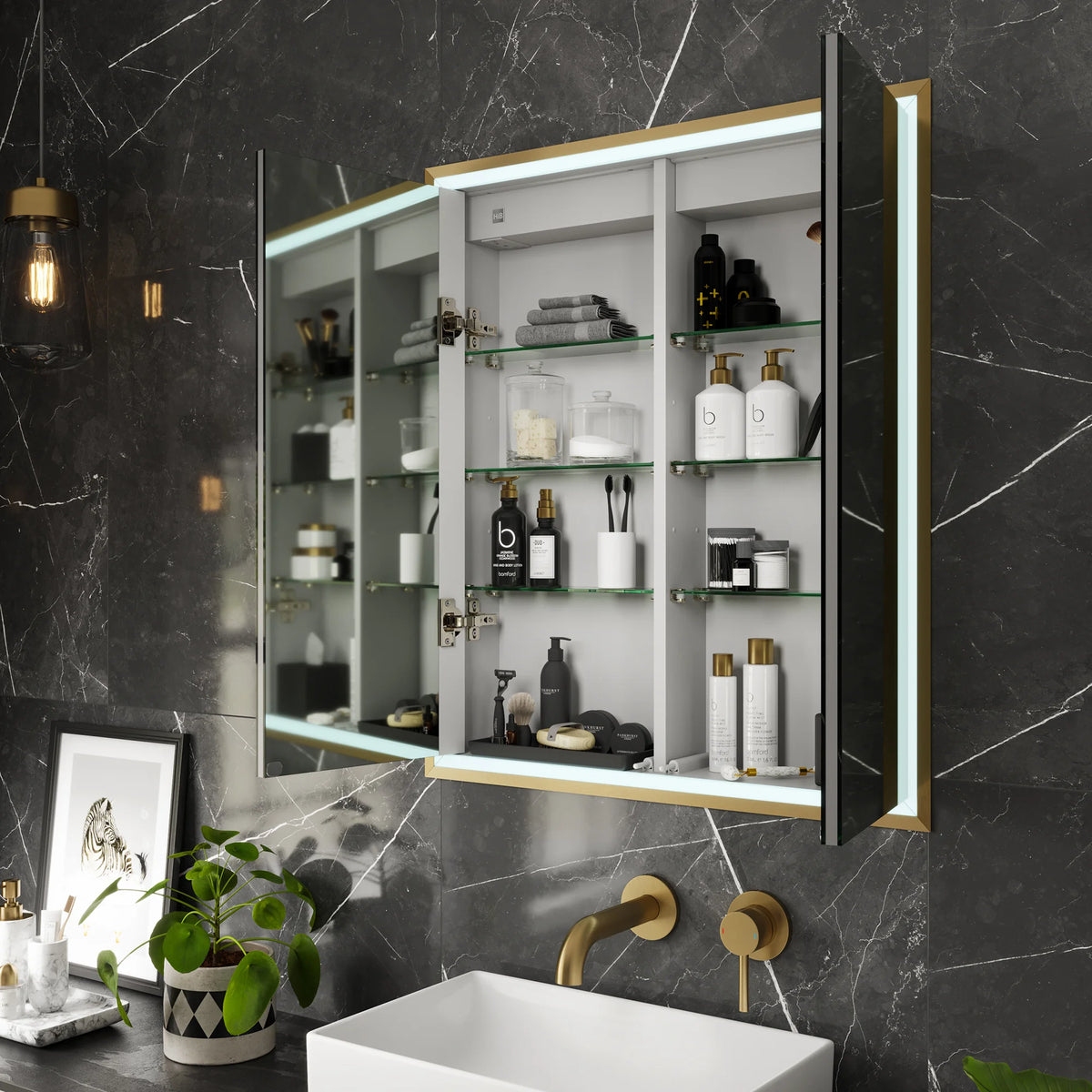 HiB Vanquish LED Illuminated Recessed Bathroom Cabinet