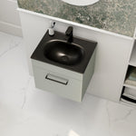 Imex Croma Wall Mounted Single Drawer 500mm Cabinet Pistachio Black Basin with One Tap Hole