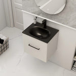 Imex Croma Wall Mounted Single Drawer 500mm Cabinet Matt white Black Basin with One Tap Hole