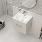 Imex Croma Wall Mounted Single Drawer 500mm Cabinet Matt white White Basin with One Tap Hole