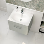 Imex Croma Wall Mounted Single Drawer 600mm Cabinet Pistachio White Basin with One Tap Hole