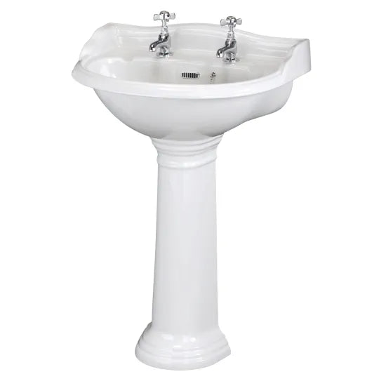 Hudson Reed Chancery Traditional 2TH Basin & Full Pedestal - Various Size 500mm basin