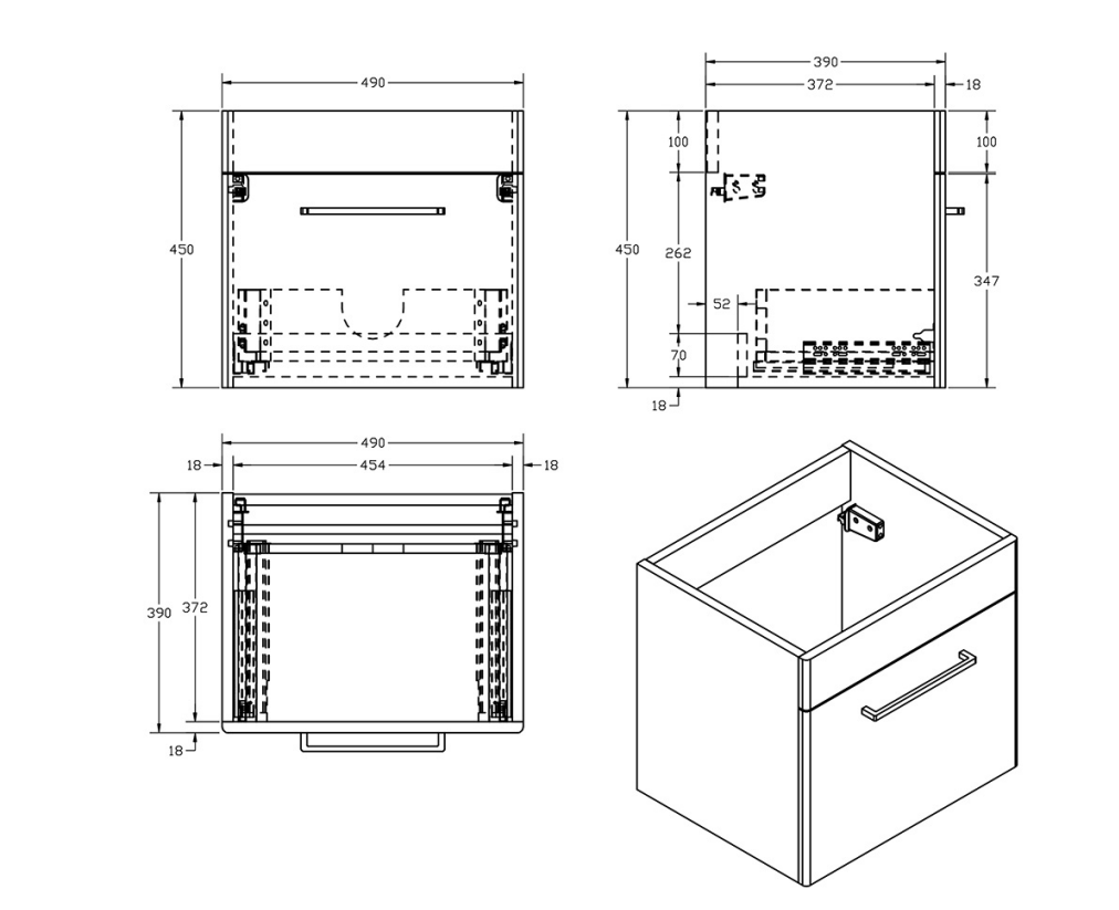 Imex Croma Wall Mounted Single Drawer 500mm Cabinet