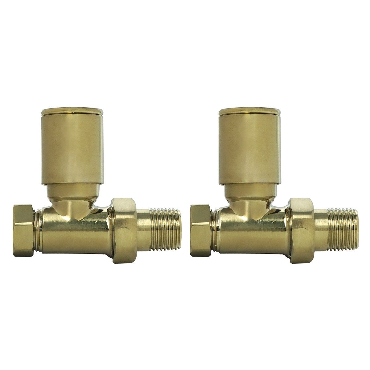 SONAS Round Head Straight Radiator Valve - Brushed Gold