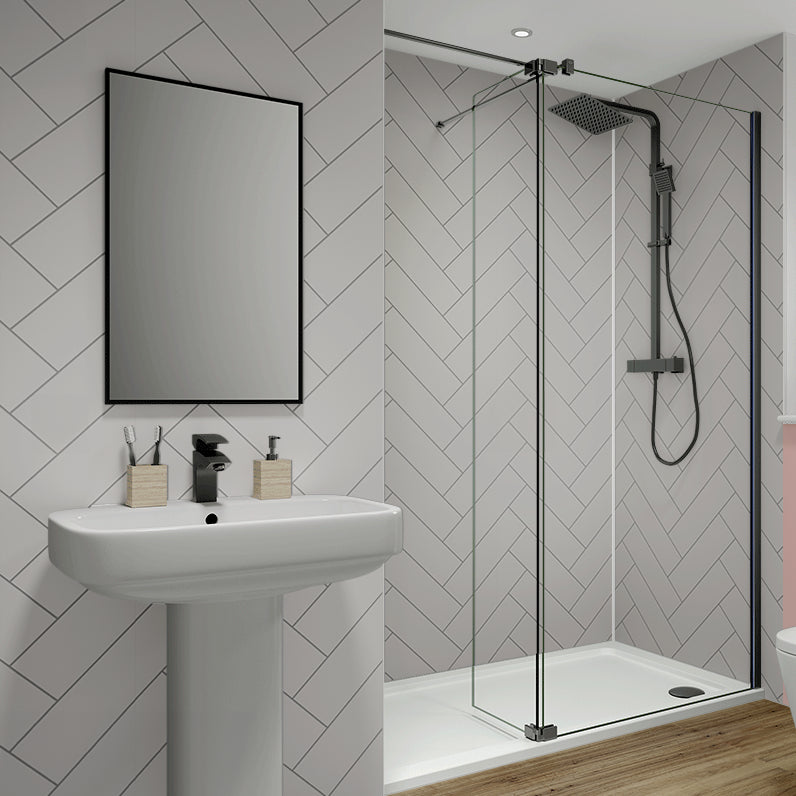 Multipanel Tile Collection Alpine White Herringbone (410x123) (01100)