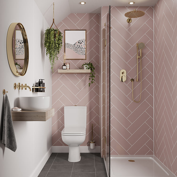 Multipanel Tile Collection Antique Rose Herringbone (410x123) (0325)