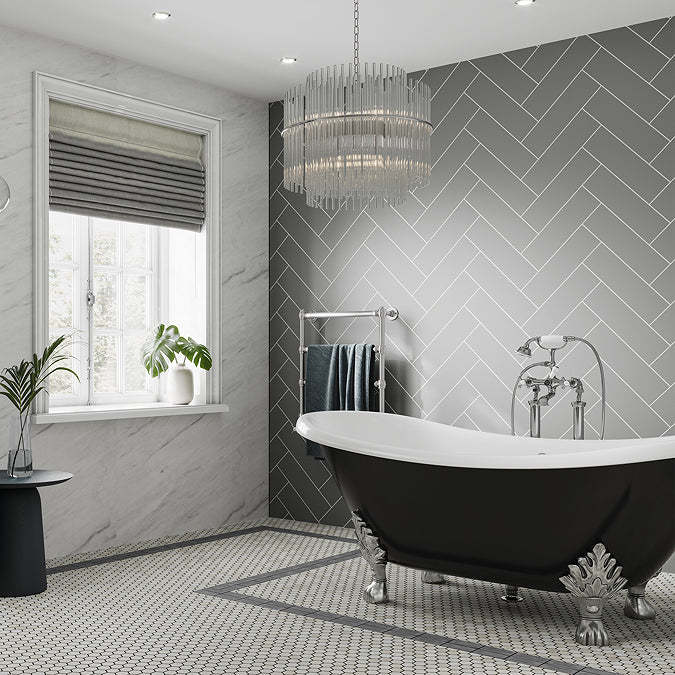Multipanel Tile Collection Dust Grey Herringbone (410x123) (0732)