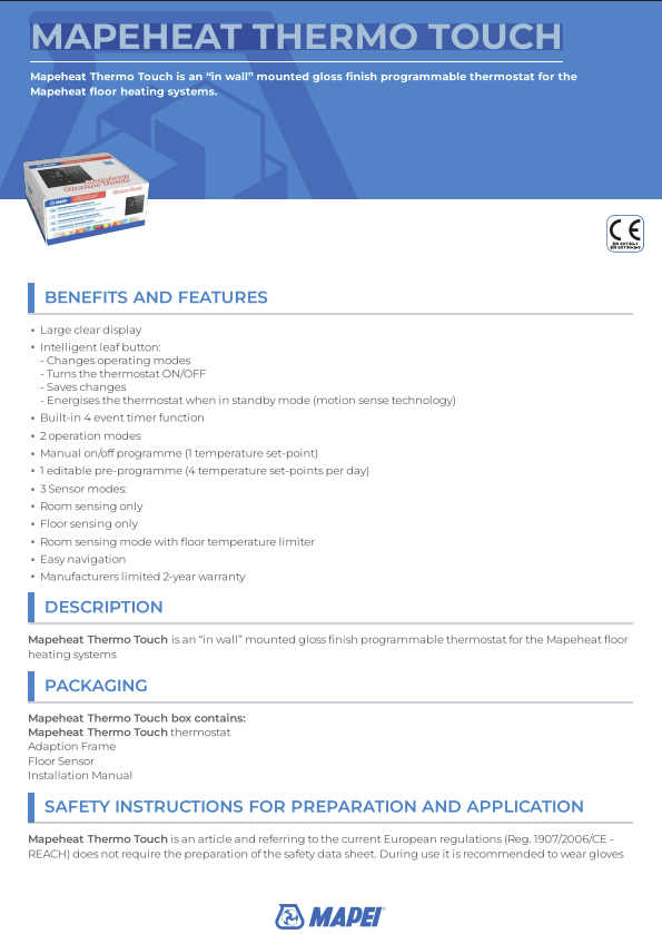 Mapei - Mapeheat Thermo Touch Programmable Thermostat