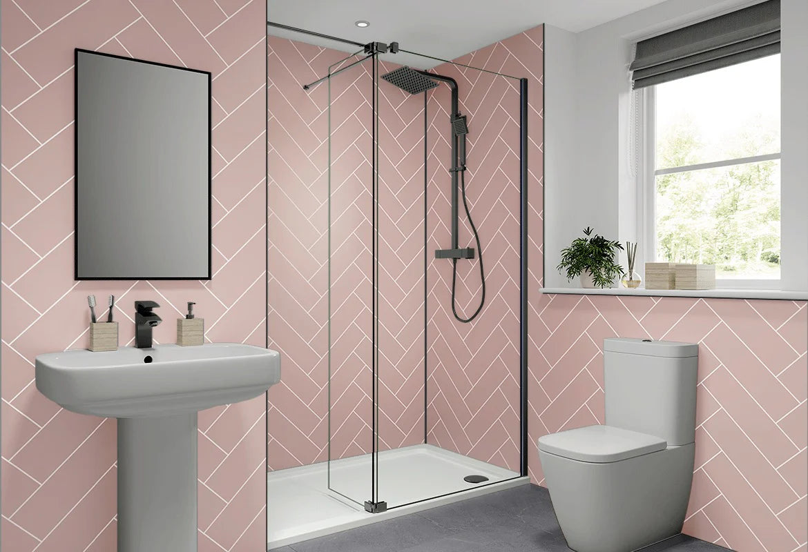 Multipanel Tile Collection Antique Rose Herringbone (410x123) (0325)