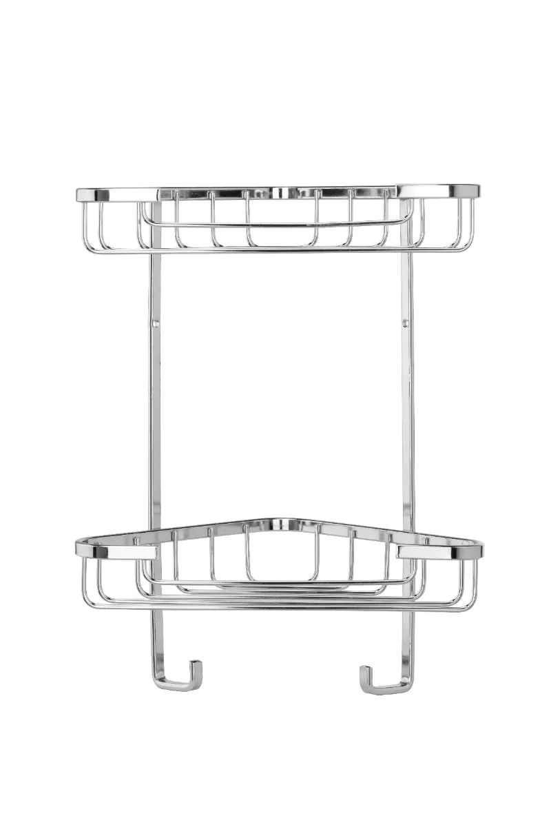 Croydex Small Two-Tier Corner Shower Basket – Chrome