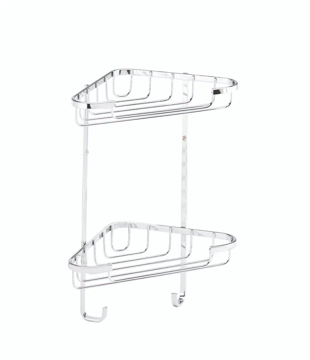 Croydex Small Two-Tier Corner Shower Basket – Chrome