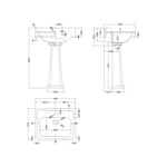 Hudson Reed Richmond Basin & Pedestal 1 Tap Hole - Various Sizes