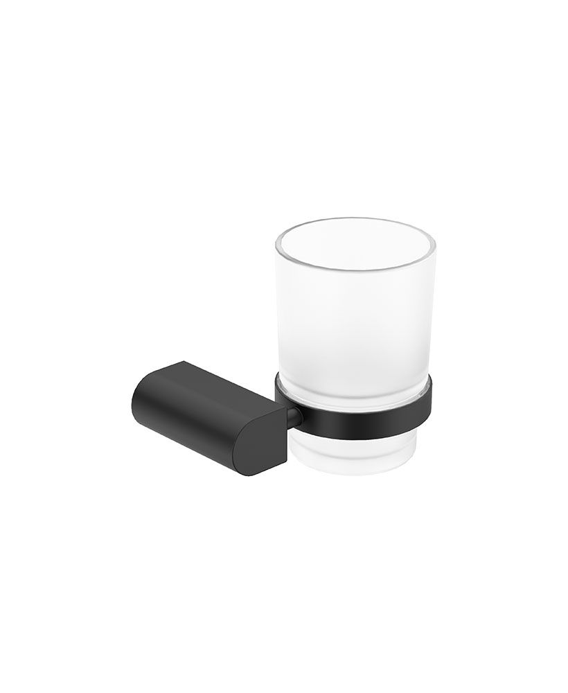 SONAS Alita Luxury Wall-Mounted Toothbrush Holder & Frosted Glass Tumbler Matt Black