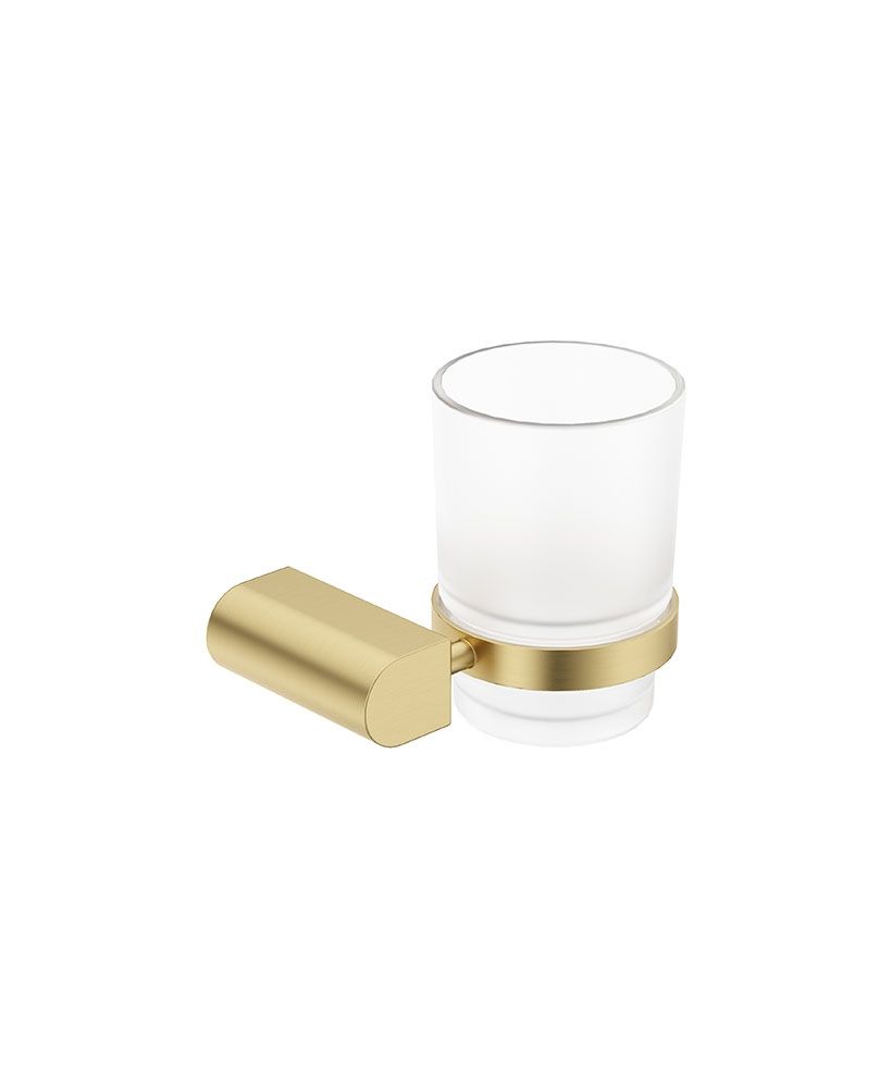 SONAS Alita Luxury Wall-Mounted Toothbrush Holder & Frosted Glass Tumbler Brushed Gold