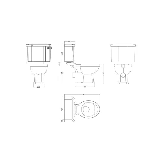 Hudson Reed Richmond Traditional Close Coupled Toilet & Cistern