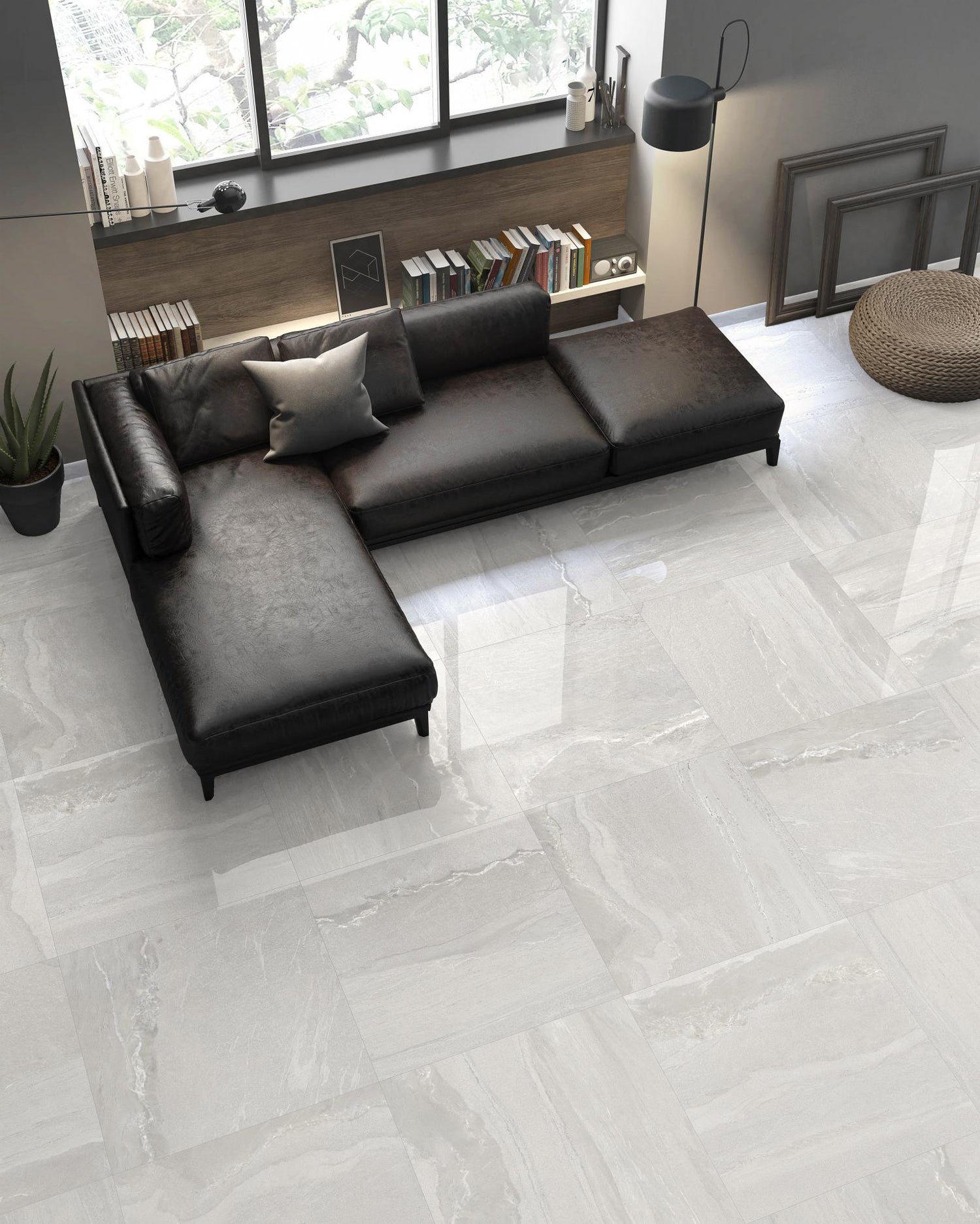 Whitehall Polished Glazed Porcelain Wall & Floor Tile 45x90 - £36.96