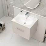 Imex Croma Wall Mounted Single Drawer 600mm Cabinet Matt white White Basin with One Tap Hole
