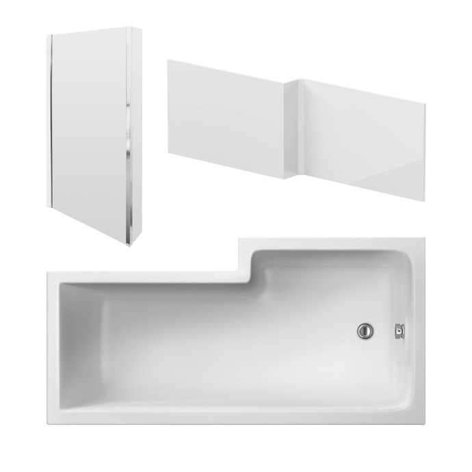 Left Hand Square 1700mm Bath Shower Pack