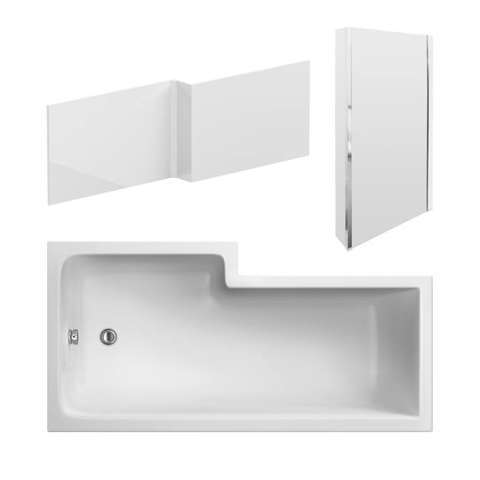 Left Hand Square 1700mm Bath Shower Pack