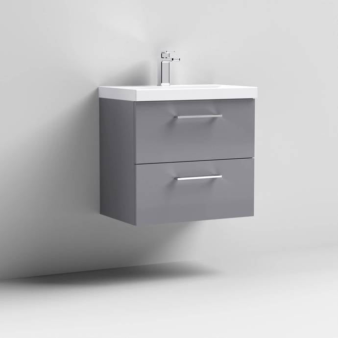 Chester 600MM 2 Drawer Wall Hung Vanity Unit In White