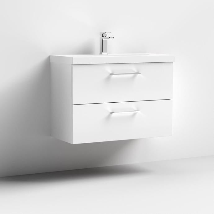 Chester 800MM 2 Drawer Wall Hung Vanity Unit In White