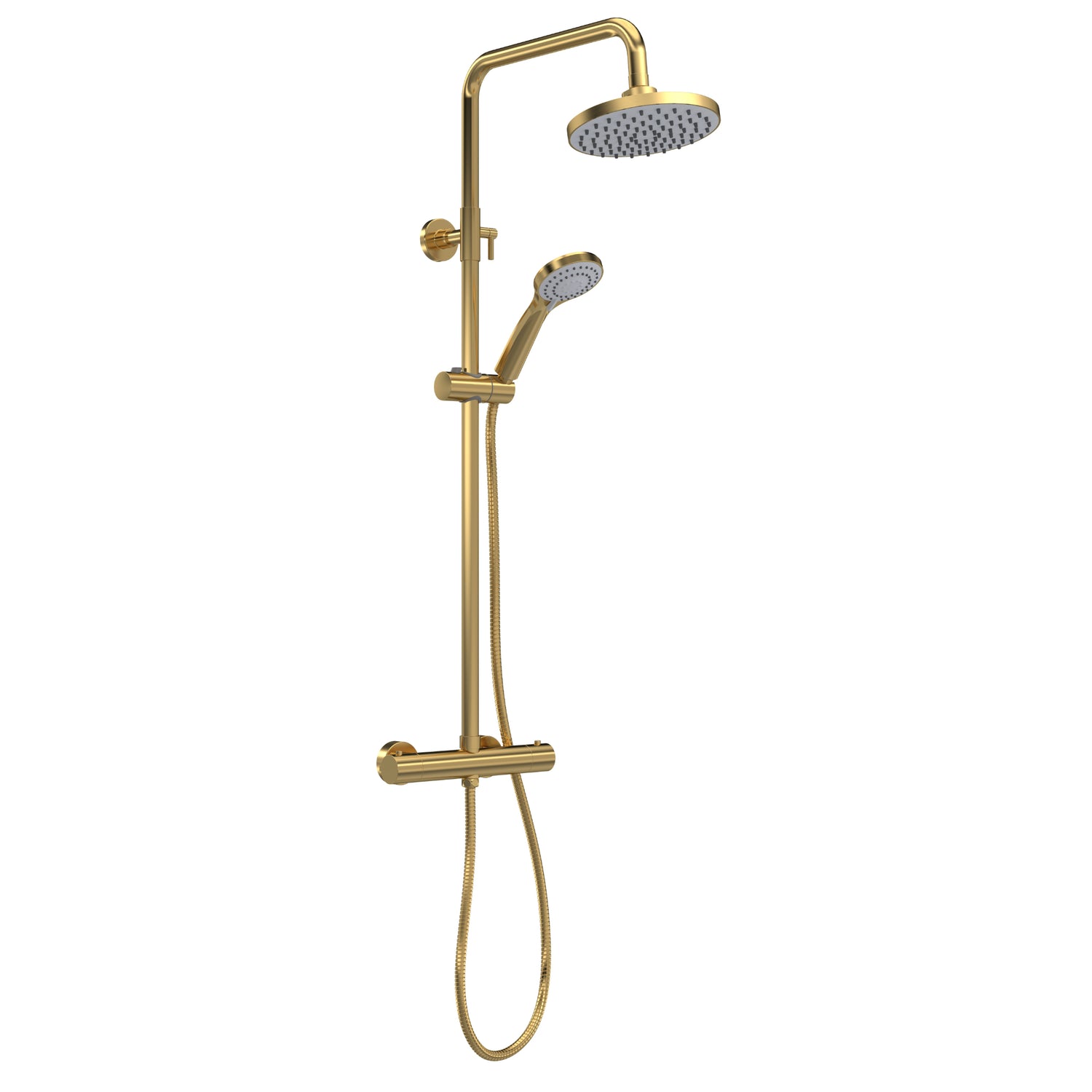 Brushed Brass Round Thermostatic Bar Shower